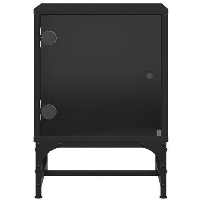 vidaXL Mesitas de noche con puertas de vidrio 2 uds negro 35x37x50 cm