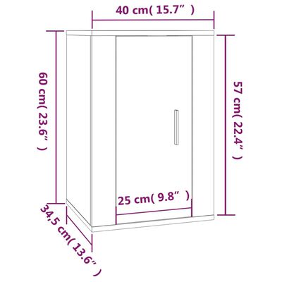 vidaXL Muebles para TV de pared 2 uds roble ahumado 40x34,5x60 cm