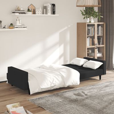 vidaXL Sofá cama de 2 plazas terciopelo negro