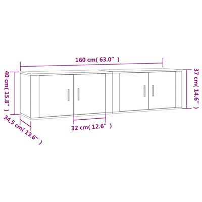 vidaXL Muebles para TV de pared 2 uds blanco 80x34,5x40 cm