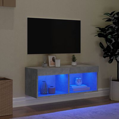 vidaXL Mueble para TV con luces LED gris hormigón 80x30x30 cm