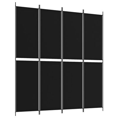 vidaXL Biombo divisor de 4 paneles de tela negro 200x220 cm