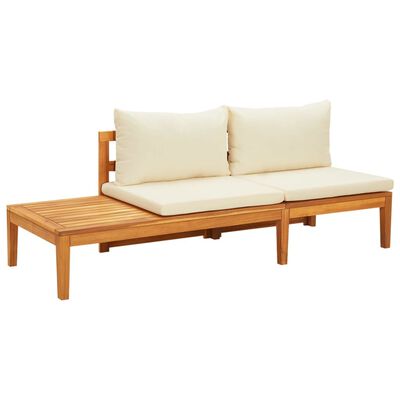 vidaXL Set muebles de jardín 4 pzas cojines crema madera de acacia