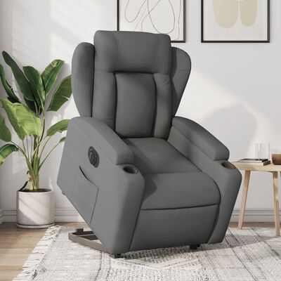 vidaXL Sillón eléctrico reclinable elevable de tela gris oscuro