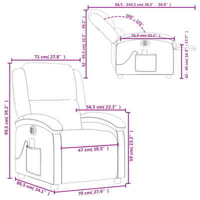 vidaXL Sillón reclinable de masaje eléctrico tela color crema