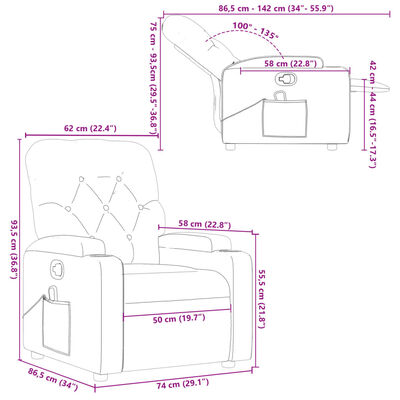 vidaXL Sillón de masaje reclinable cuero sintético negro