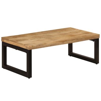 vidaXL Mesa de centro madera maciza de mango y acero 100x50x35 cm