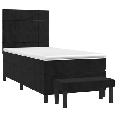 vidaXL Cama box spring con colchón cuero sintético negro 90x190 cm