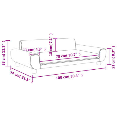 vidaXL Sofá para niños de terciopelo crema 100x54x33 cm