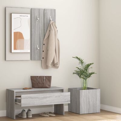 vidaXL Set de muebles de recibidor madera contrachapada gris Sonoma