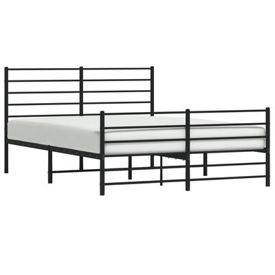 vidaXL Estructura cama sin colchón con estribo metal negro 135x190 cm