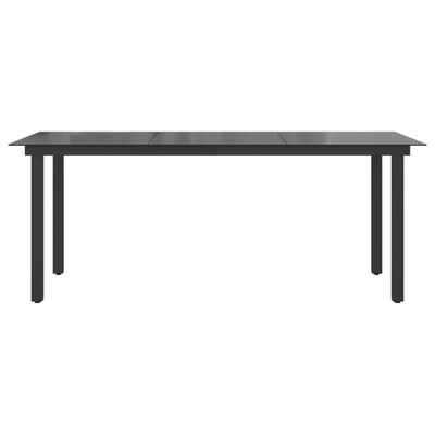 vidaXL Mesa de jardín de aluminio y vidrio negra 190x90x74 cm