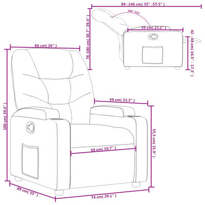 vidaXL Sillón reclinable de cuero sintético rojo tinto