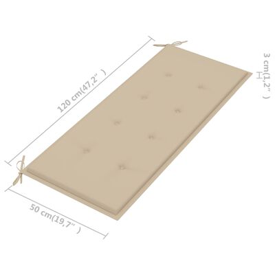 vidaXL Banco de jardín con cojín madera maciza de acacia 120 cm