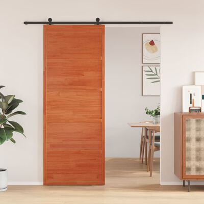 vidaXL Puerta de granero madera maciza pino marrón miel 80x208 cm