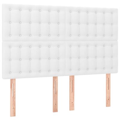 vidaXL Cama box spring colchón y LED cuero sintético blanco 140x200 cm