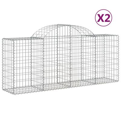 vidaXL Cestas de gaviones 2 uds forma de arco hierro 200x50x80/100 cm