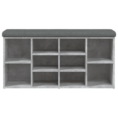 vidaXL Banco zapatero madera de ingeniería gris hormigón 102x32x50 cm