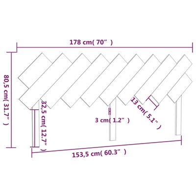 vidaXL Cabecero de cama madera maciza de pino negro 178x3x80,5 cm