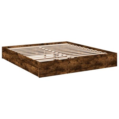 vidaXL Cama con cajones madera de ingeniería roble ahumado 180x200 cm