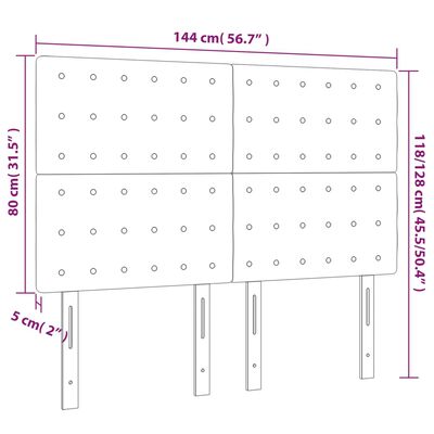 vidaXL Cabecero con luces LED tela negro 144x5x118/128 cm