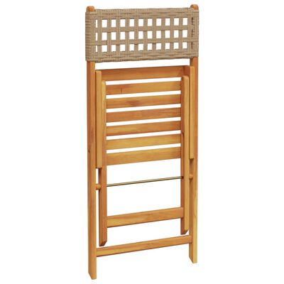 vidaXL Juego de bistro de 3 piezas ratán PE y madera maciza beige