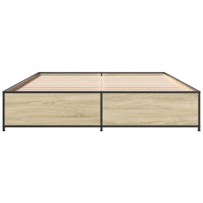 vidaXL Estructura cama madera ingeniería metal roble Sonoma 135x190 cm