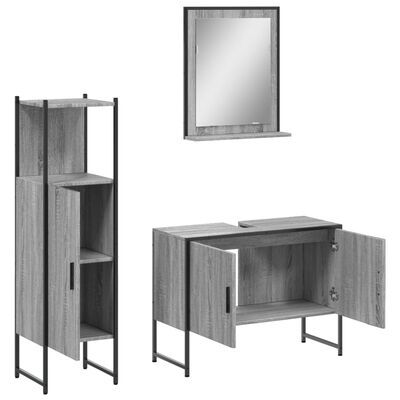 vidaXL Set de muebles de baño 3 pzas madera contrachapada gris sonoma