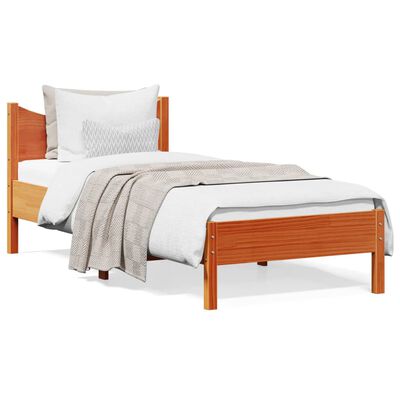 vidaXL Estructura de cama sin colchón madera maciza marrón 75x190 cm