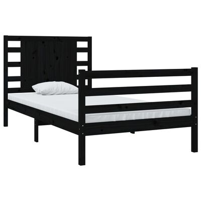 vidaXL Estructura de cama de madera maciza de pino negra 90x200 cm