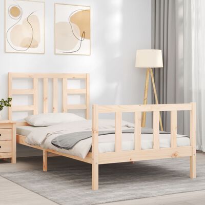 vidaXL Estructura de cama con cabecero madera maciza 90x190 cm