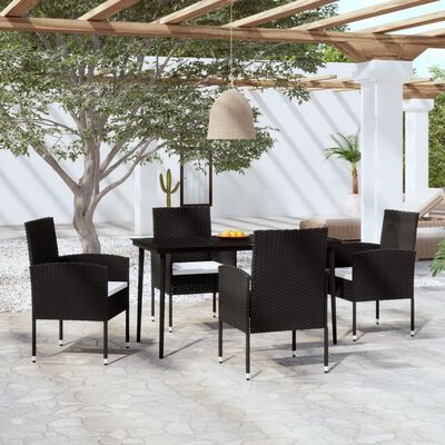 vidaXL Juego de comedor para jardín 5 piezas negro