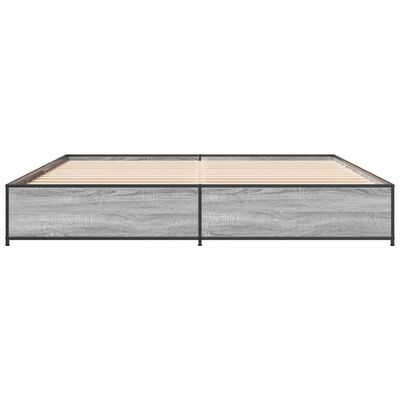 vidaXL Estructura cama madera ingeniería metal gris Sonoma 160x200 cm