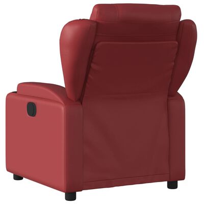 vidaXL Sillón de masaje reclinable de cuero artificial rojo tinto