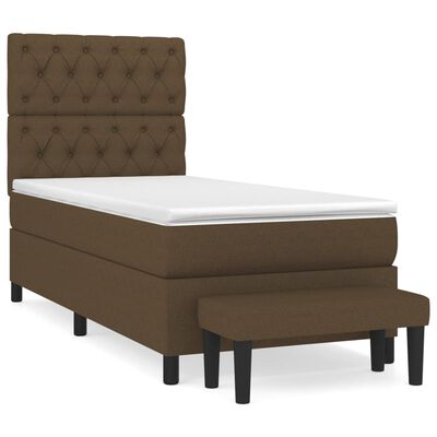 vidaXL Cama box spring con colchón tela marrón oscuro 80x200 cm