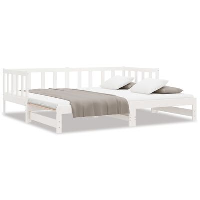 vidaXL Sofá cama extraíble madera maciza de pino blanco 2x(90x200) cm