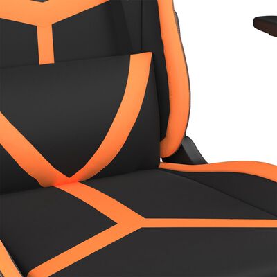 vidaXL Silla gaming cuero sintético negro y naranja