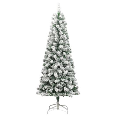 vidaXL Árbol de Navidad artificial con bisagras y nieve flocada 180 cm