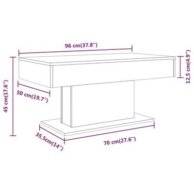 vidaXL Mesa de centro madera contrachapada roble ahumado 96x50x45 cm