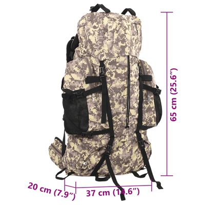 vidaXL Mochila de senderismo tela oxford marrón camuflaje 60 l