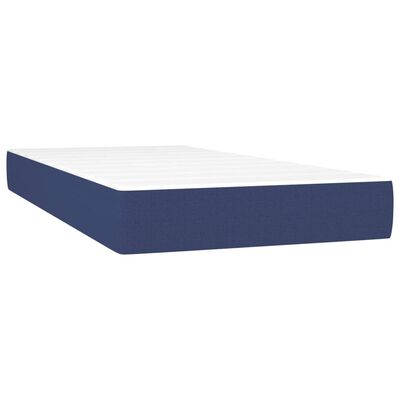 vidaXL Cama box spring colchón y luces LED tela azul 90x190 cm