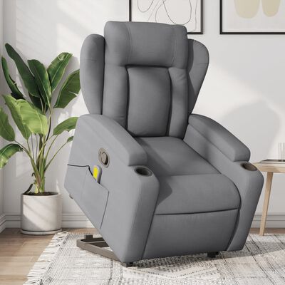 vidaXL Sillón de masaje reclinable de pie de tela gris claro