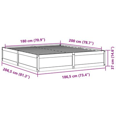 vidaXL Estructura de cama sin colchón madera maciza de pino 180x200 cm