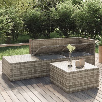 vidaXL Set de muebles de jardín 4 pzas y cojines ratán sintético gris