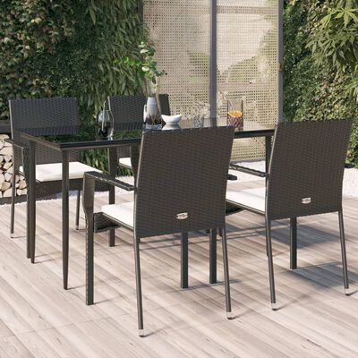 vidaXL Set de muebles jardín 5 pzas con cojines ratán sintético negro