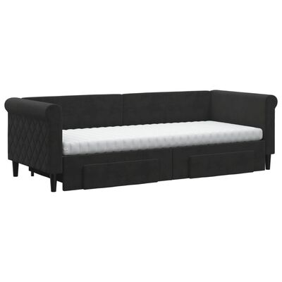 vidaXL Sofá cama nido con cajones terciopelo negro 80x200 cm