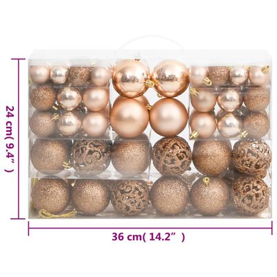 vidaXL Juego de bolas de Navidad 111 pzas poliestireno oro rosa