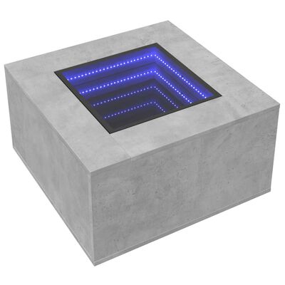 vidaXL Mesa de centro y LED madera ingeniería gris hormigón 60x60x40cm