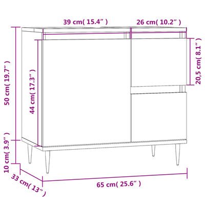 vidaXL Armario de baño madera contrachapada negro 65x33x60 cm