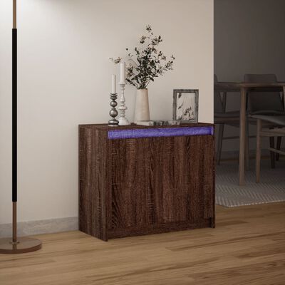 vidaXL Aparador con LED madera ingeniería marrón roble 72x34x61 cm